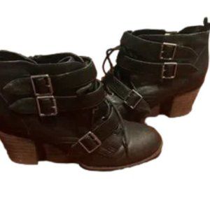 Diba Combat Block Heeled Booties EUC